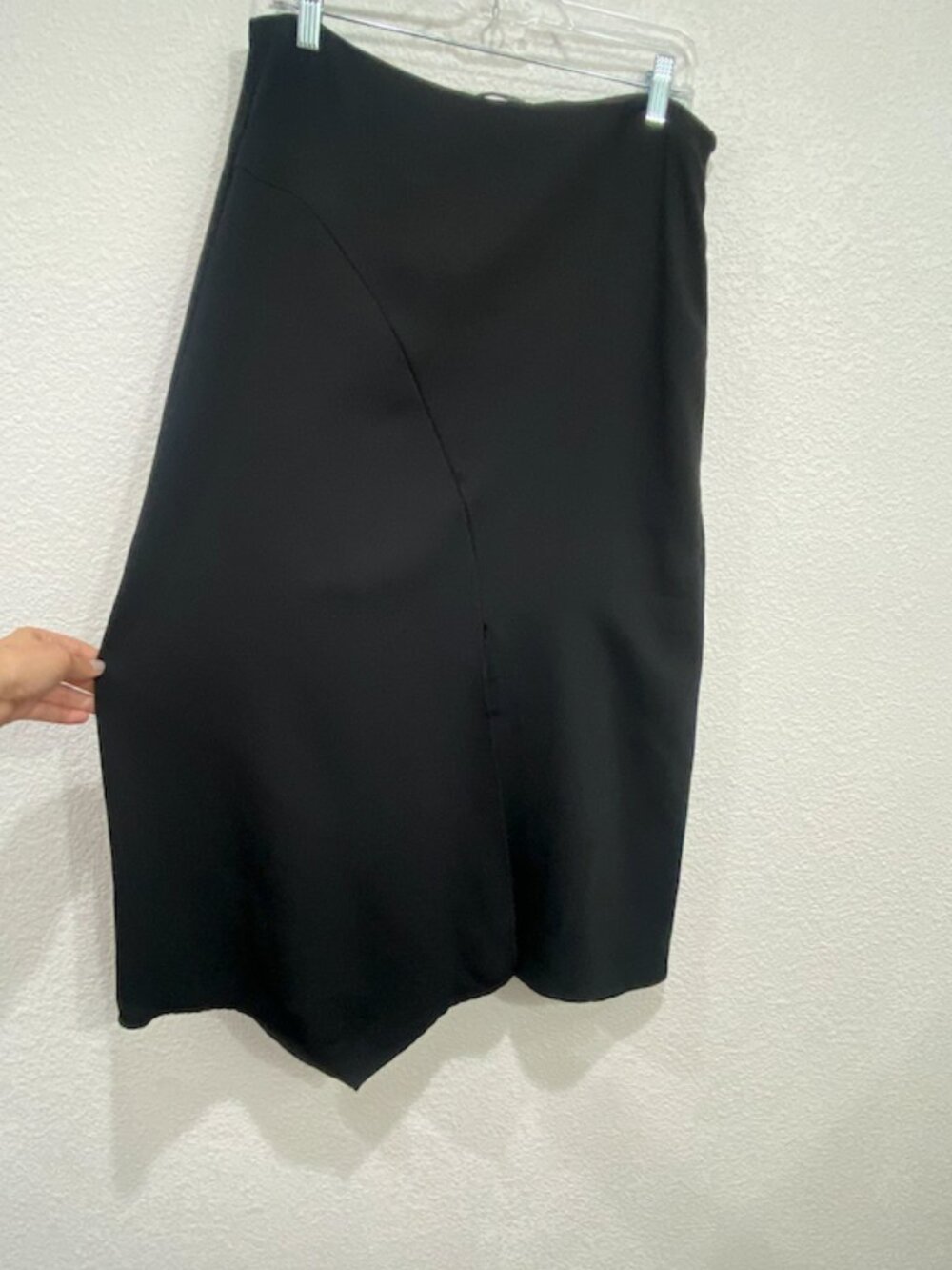 Zara Asymmetric Midi Skirt Split Hem Minimalist Black Large - Picture 5 of 8